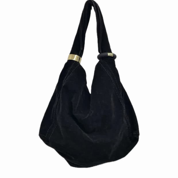 JPN 블랙 벨벳 골드 링 호보백