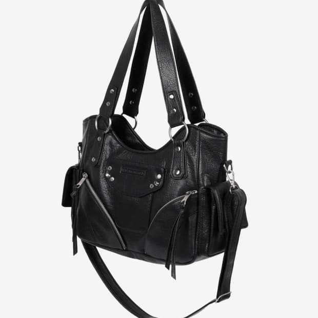 이우가마카라스 스터드레더 숄더백 / 블랙