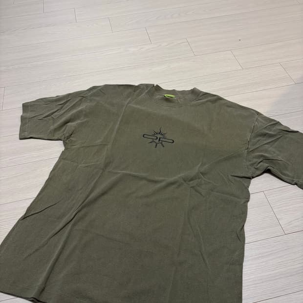 빈티지 워싱 반팔 티셔츠 카키 100사이즈