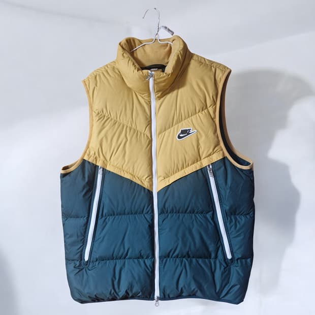 나이키 패딩 조끼 투톤 컬러 옐로/그린 XL