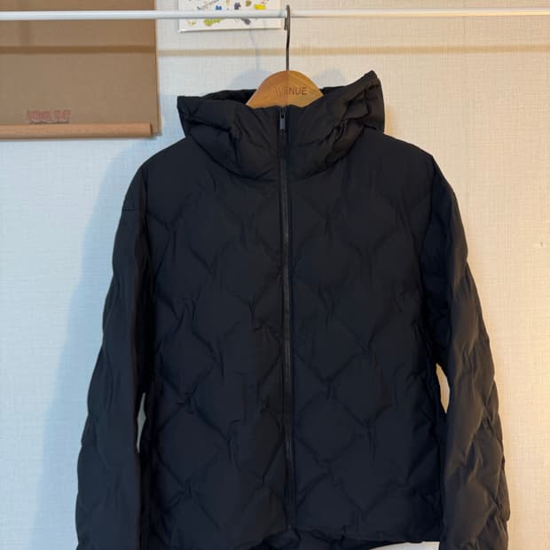 [S]유니클로 퍼프테크 후드 경량패딩 파카 블랙