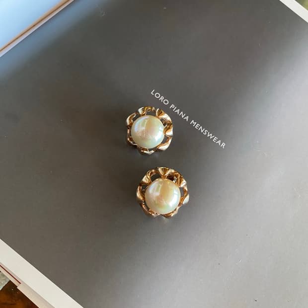 빈티지 플라워 펄 귀찌 귀걸이