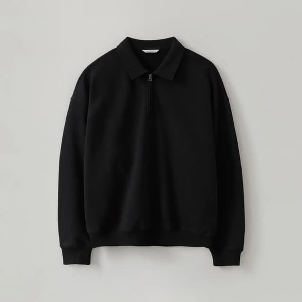 (3) 블랭크룸 하프 집 스웻 셔츠_BLACK