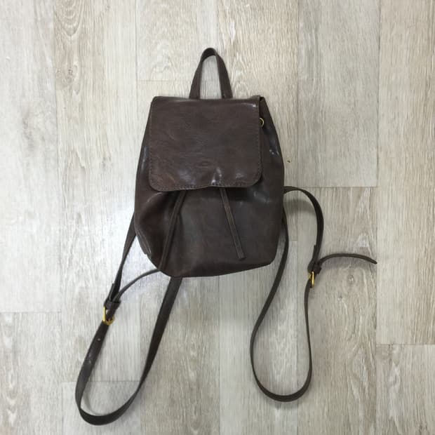 빈티지 미니 가죽 백팩 브라운