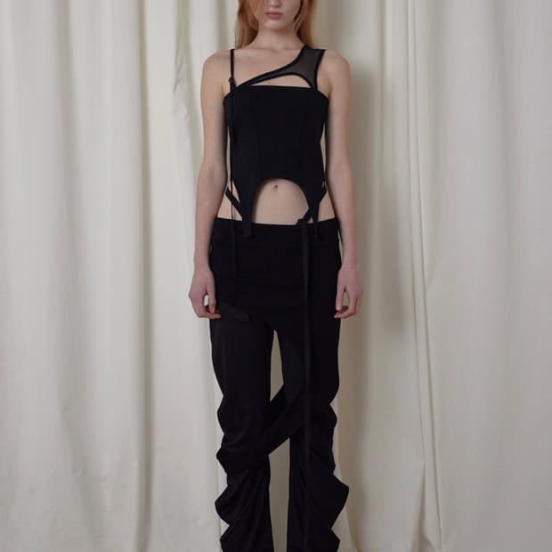 Bohemseo CORSET MESH SLEEVELESS, BLACK