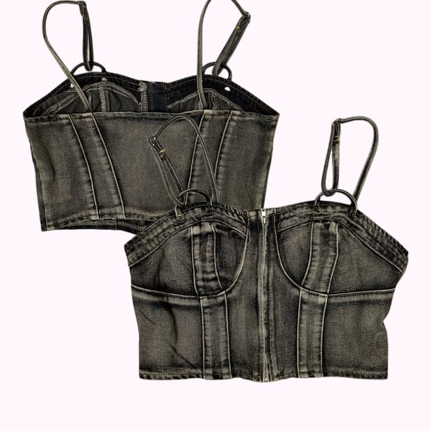 fade denim tube top