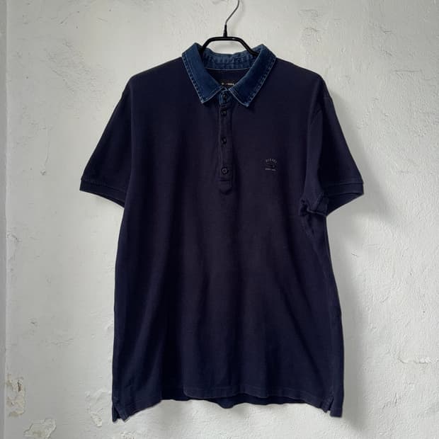 [L]Diesel 디젤 데님 카라 네이비 반팔 카라티