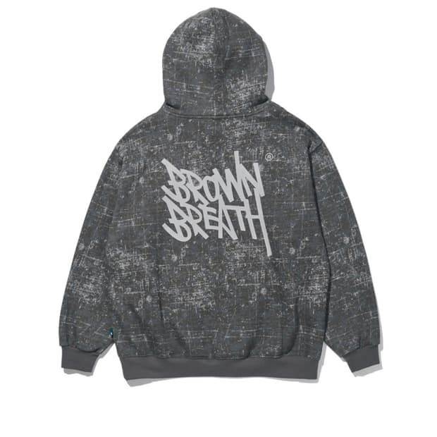 L 브라운브레스 태그 유니크 기모 후드티