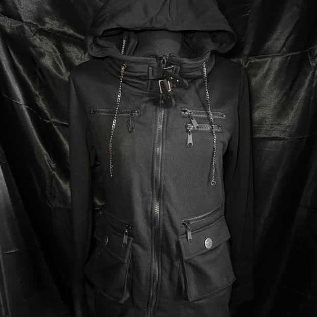 세실맥비 갸루 펑크 하이넥 버클 투웨이 후드집업