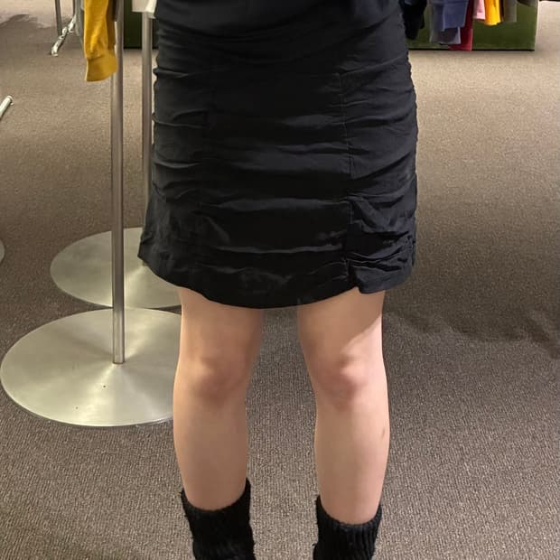 M)Japanese vintage 셔링 밴딩 블랙 미니 스커트