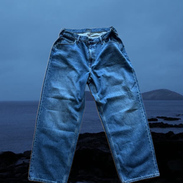 유니클로 와이드스트레이트진 진청 (40)