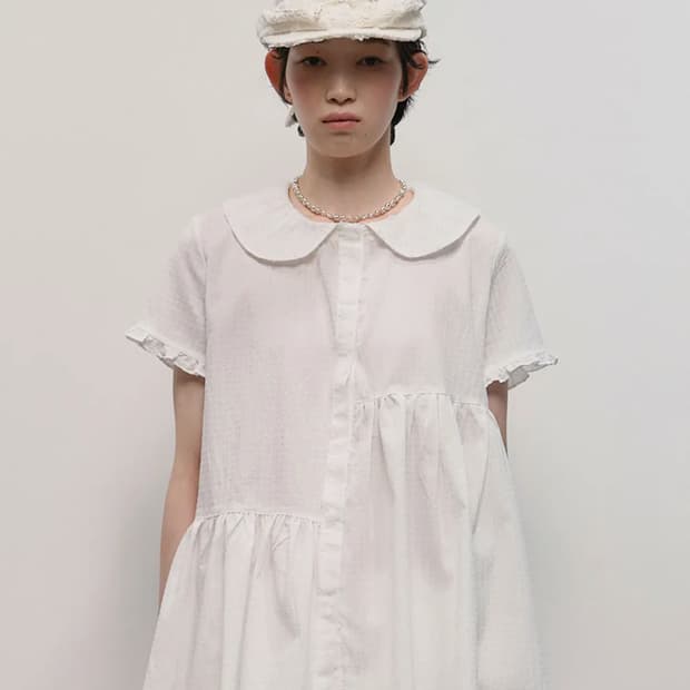 Textured Collar Top [White]