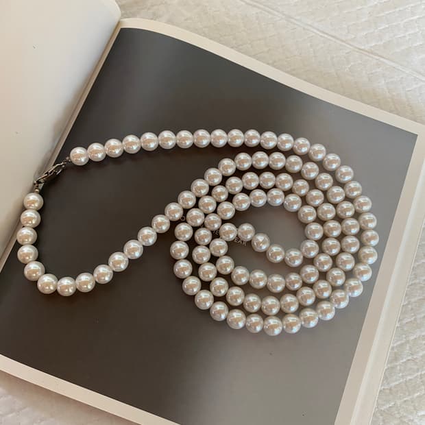 일본수입 모조진주 롱 목걸이