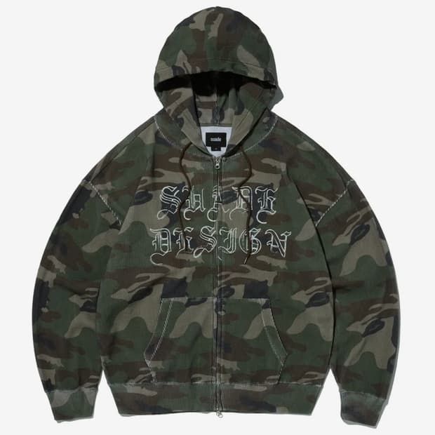 (택포+수수료 포함) 스웨이드 써멀 카모 후드집업