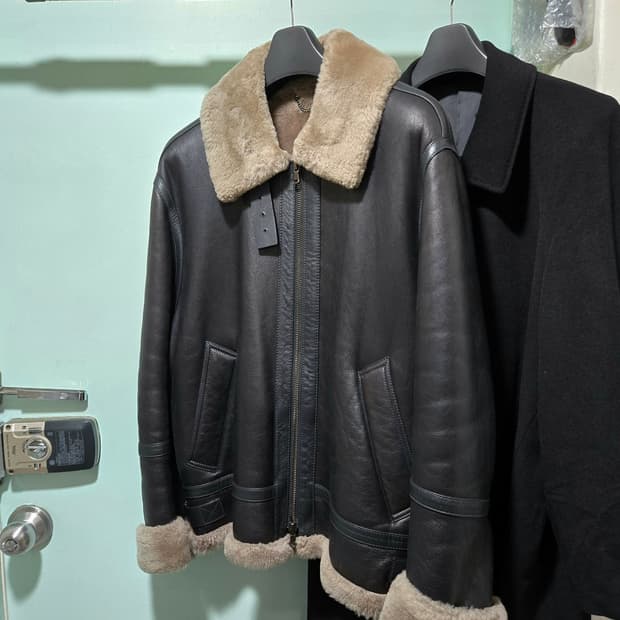 솔리드옴므 램스킨 무스탕 52 105 110 양가죽 시어링 자켓 XL