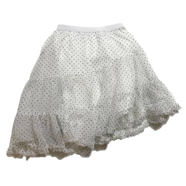 새상품 여자 도트 사선 쉬폰 프릴 미디스커트