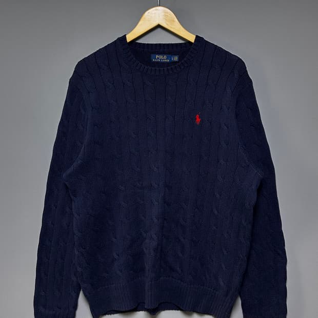[L-XL]폴로 랄프로렌 네이비 꽈배기 니트 스웨터