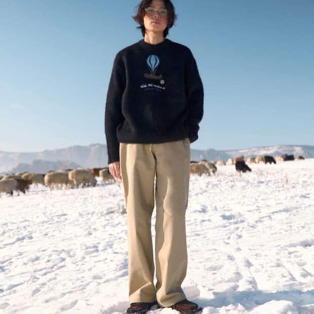 [L] stu 에스티유 열기구 모헤어 니트 스웨터 블랙 검정 긴팔 티셔츠