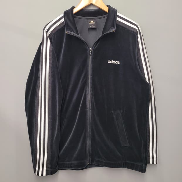 아디다스 벨루아 벨벳 삼선 트랙탑 