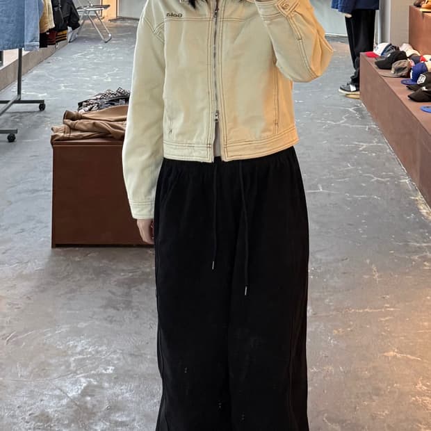 골라 W 크롭 트러커 아이보리 데님 자켓 H1330