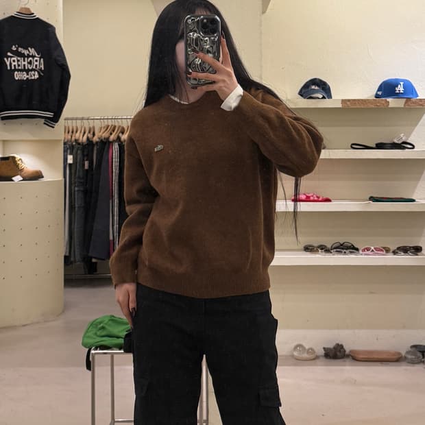 라코스테 울 니트 스웨터 브라운 U1112