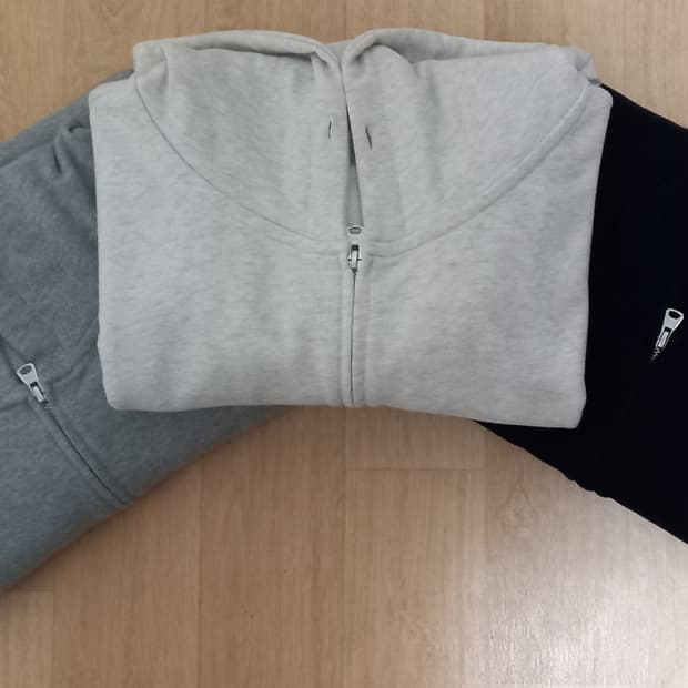 무신사 스탠다드 짧은기장 후드집업 오트밀 그레이 블랙 2XL