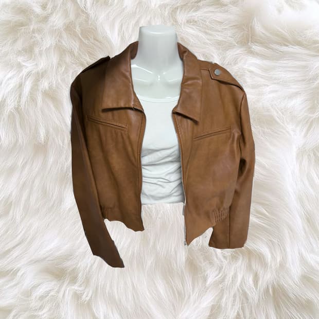 브라운 가죽자켓