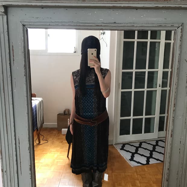 vintage velvet pattern one-piece
