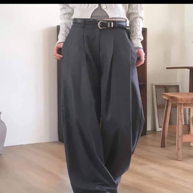 원더원더 더블핀턱와이드슬랙스