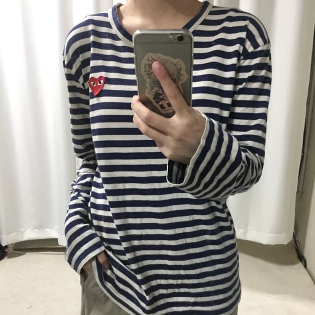 꼼데가르송 네이비 스트라이프 단가라 롱슬리브 긴팔