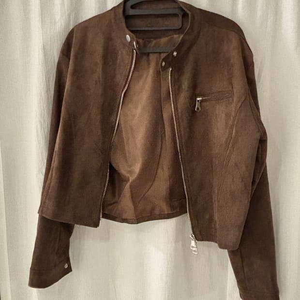 브라운 스웨이드 크롭자켓