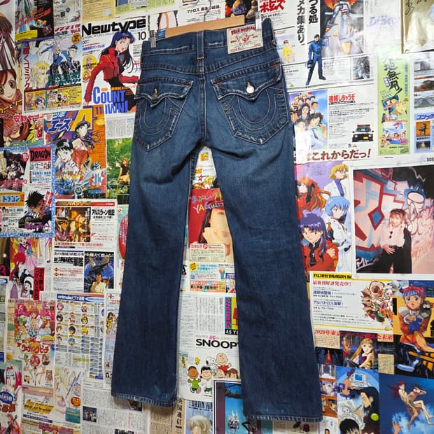 트루릴리전 빌리 중청 워싱 데미지 데님 팬츠