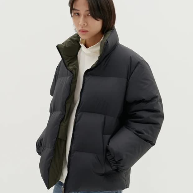 플랙 더블리스 리버시블 다운 점퍼 블랙