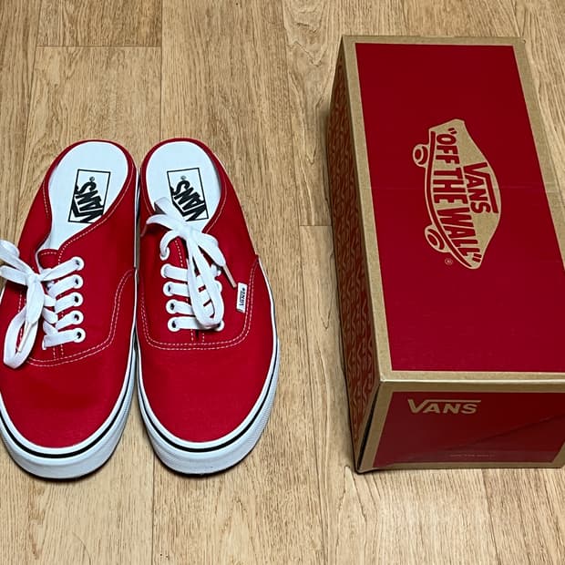 반스 어센틱 뮬 - 레이싱 레드:트루 화이트