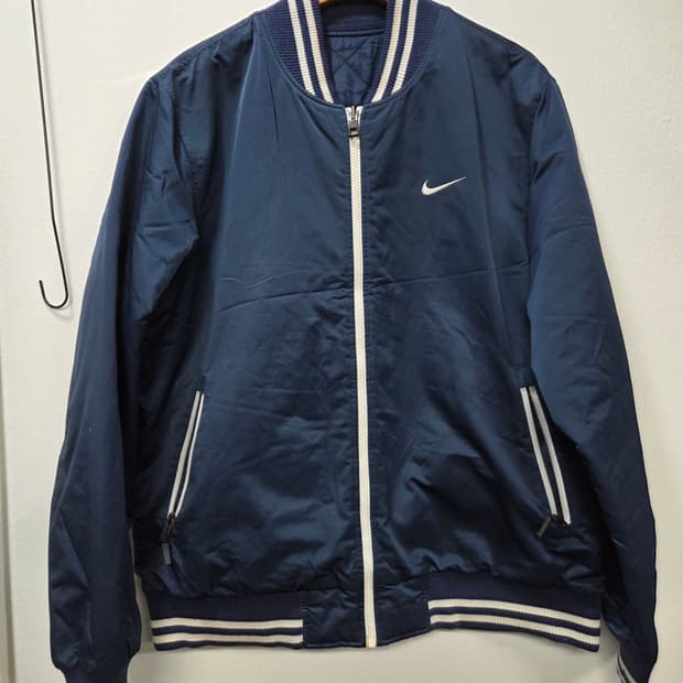 나이키 양면  네이비 블루종 자켓 퀼팅 봄버 점퍼