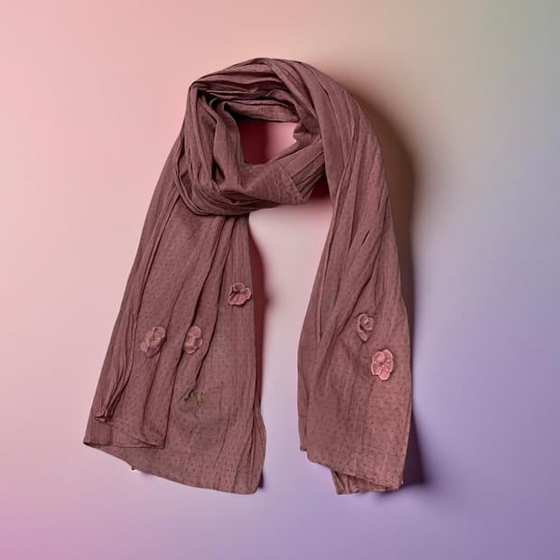 ikks 핑크 플라워 스카프 