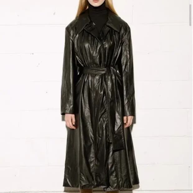 르아워 leather belted trench coat 레더 트렌치 코트