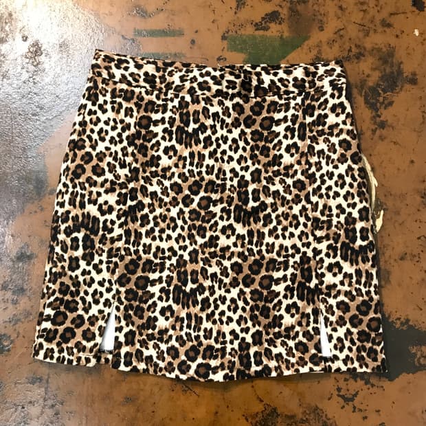 VTG 빈티지 레오파드 패턴 미니 스커트 허리 25 사이즈