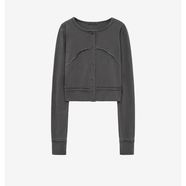  슬림 컷오프 가디건 CHARCOAL