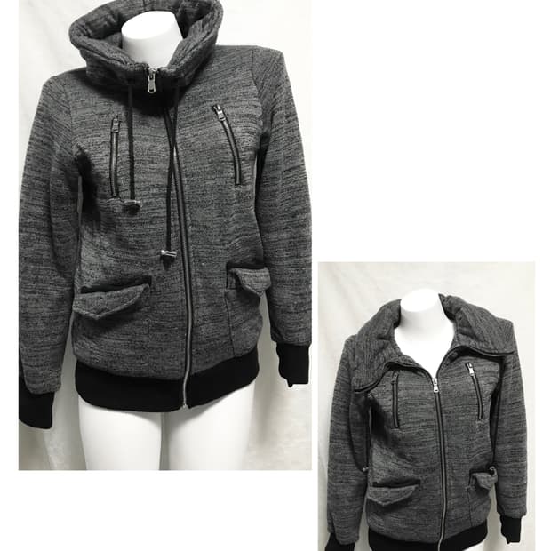 빈티지 vkei 펑크 지퍼 디테일 하이넥 점퍼 자켓