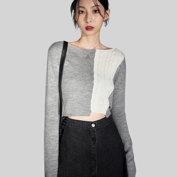 어반드레스 Half Patchwork Knitwear