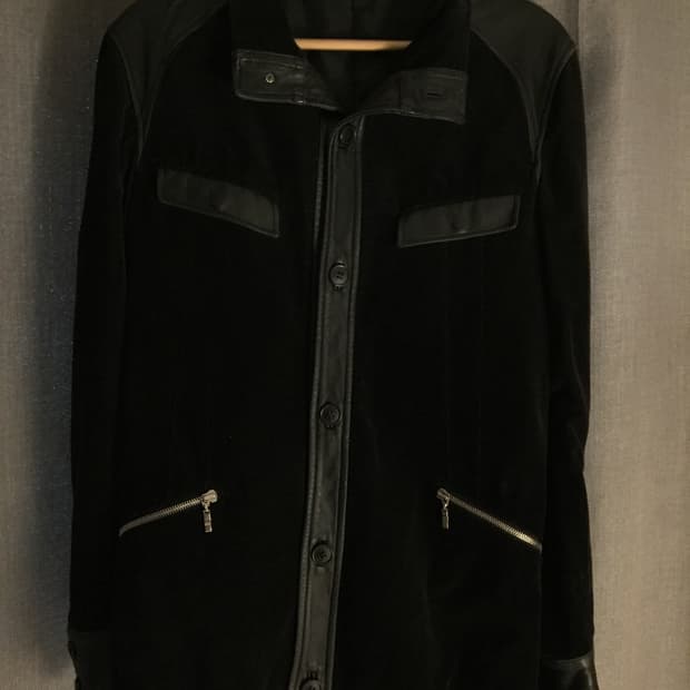 kenji ito leather trimming velvet jacket