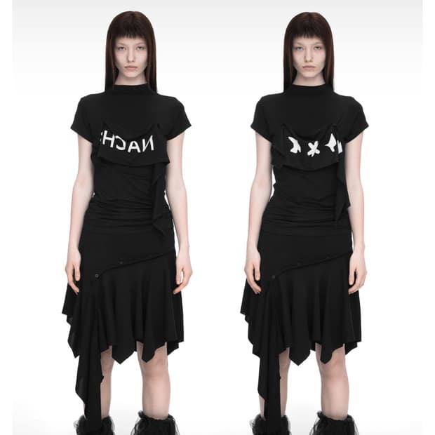 nache 2-WAY PRINTED SLIM T-SHIRT BLACK