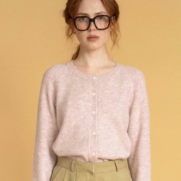 [위드아웃썸머] essential logo cardigan_pink