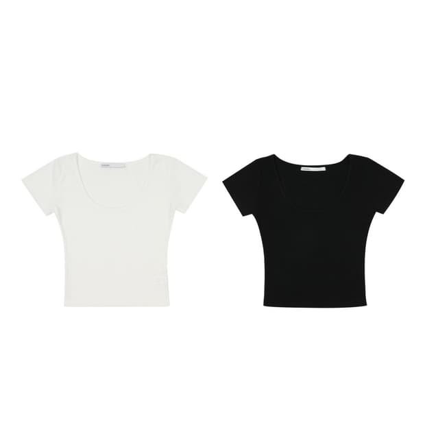 보헤미안서울 HALF RIBBED T 흰,검