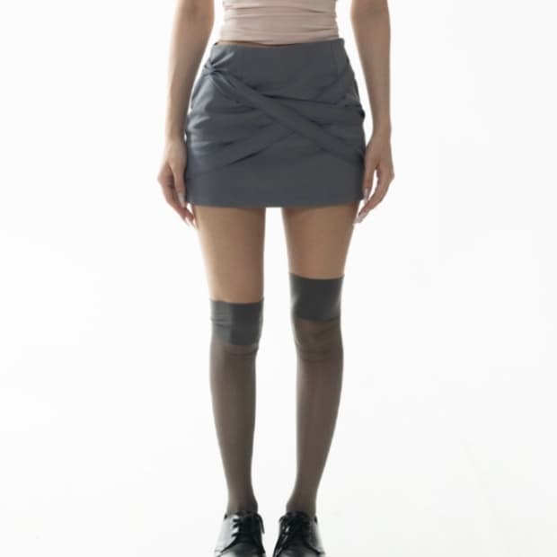 Oshigh bandage mini skirt grey 오스하이 스커트