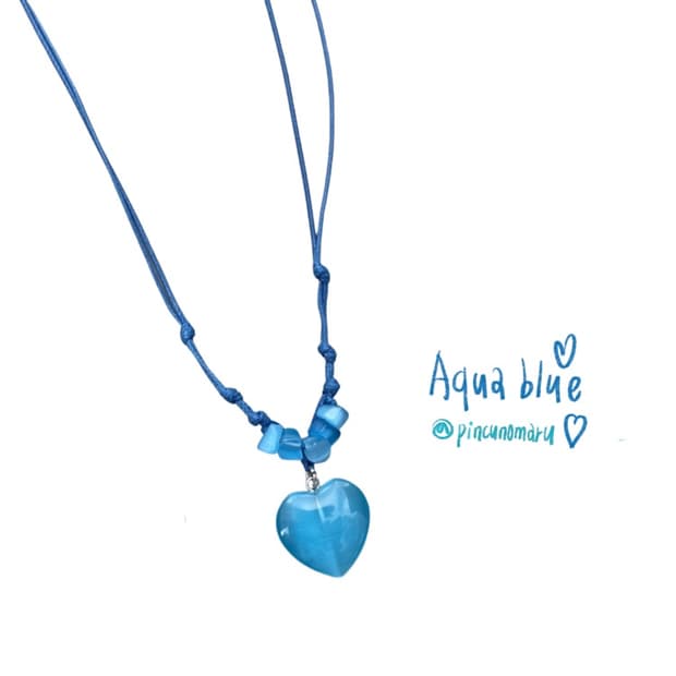 핀쿠노마루 아쿠아 블루 끈 하트원석 목걸이 판매