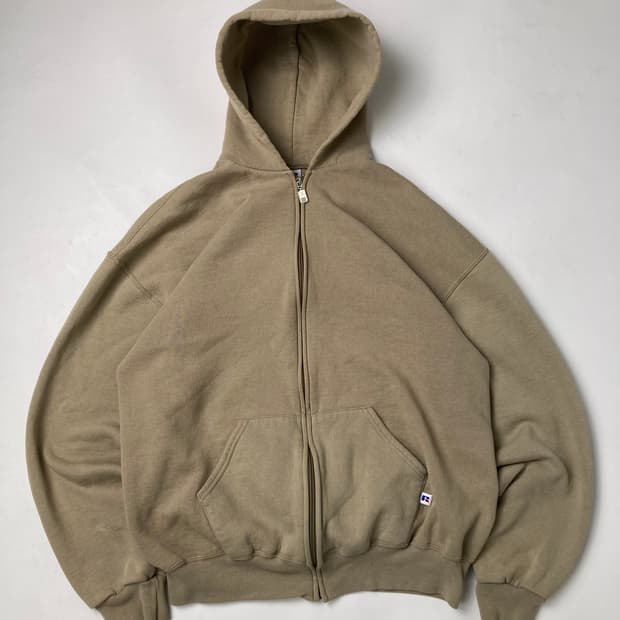 90s Russell Zip Up Hoodie (beige)