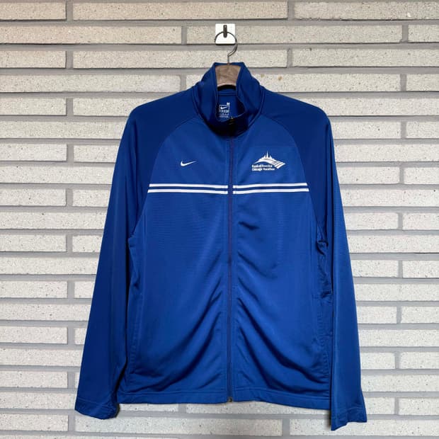 나이키 시카고 마라톤 체스트 스트라이프 화이트블루 배색 져지 자켓