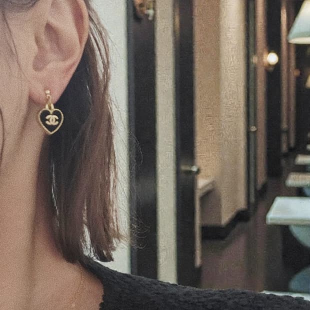 샤넬 925실버 벨벳하트 정품 귀걸이 업사이클링